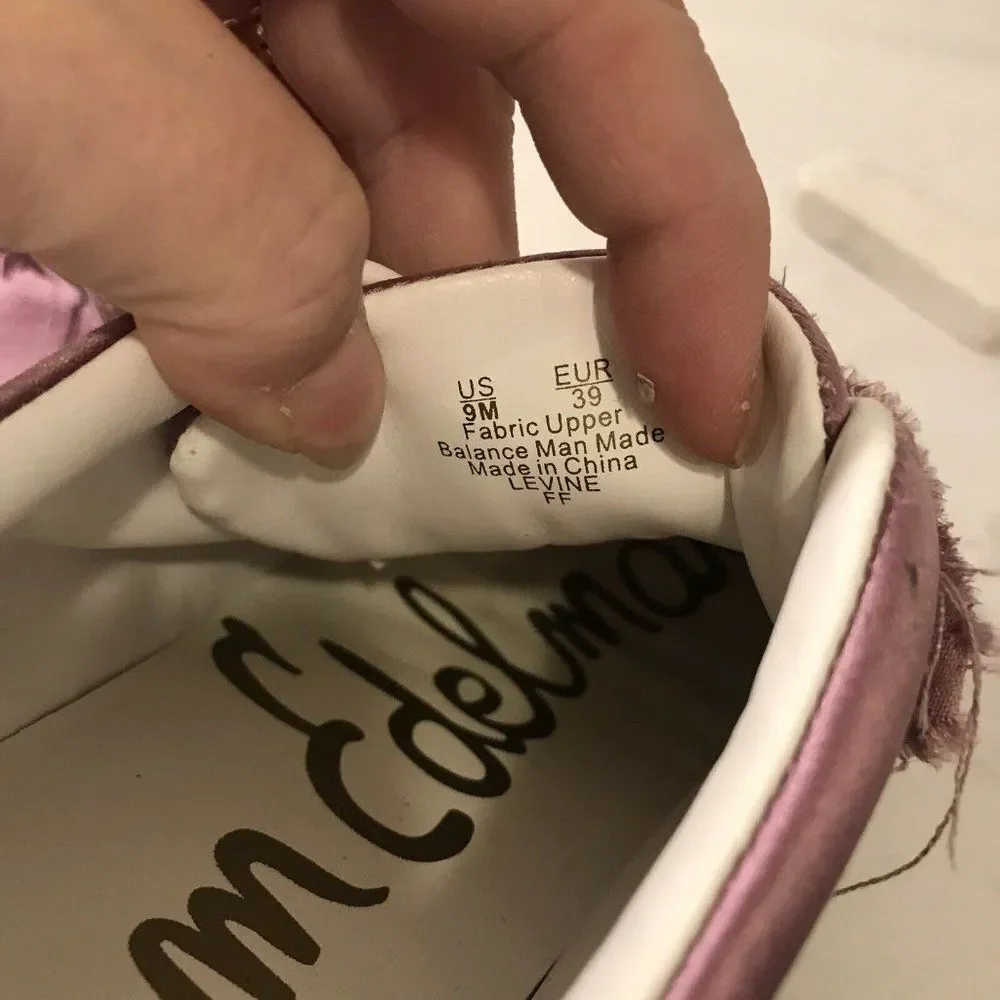Sam Edelman Levine Slip-On Satin Sneaker Women's Size 9M Dust Rose Mauve‎